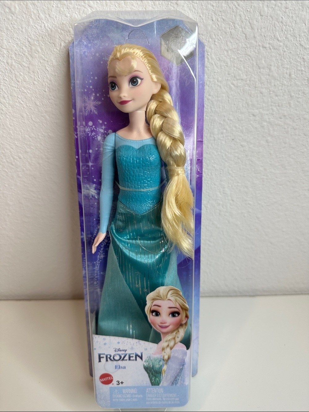 Disney Elsa Doll - Teal/Light Blue Gown with Blonde Braid